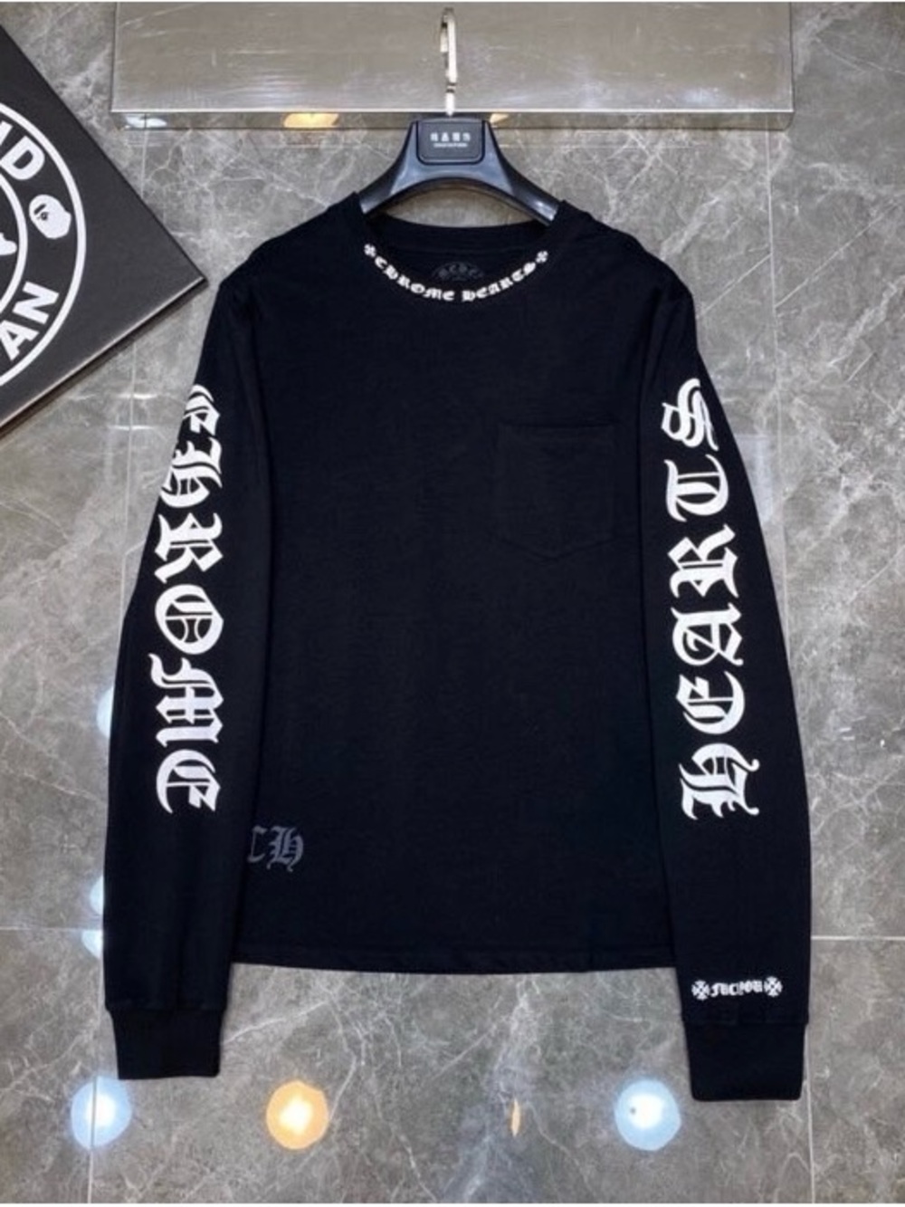 Chrome Hearts Black Long-Sleeve Graphic Sleeve Tee